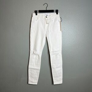 Current/Elliott The High Waist Stiletto Jeans Size 25White‎ Distressed NWT